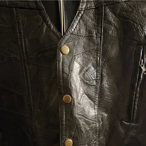 Roberto Amee | Men's Leather Vest XL Black - Picture 5 of 13
